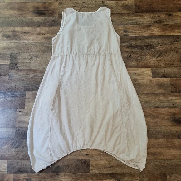 Rosemarine Made in Italy 100% Linen White Bubble Hem Dress With Pockets Size L - Picture 7 of 7